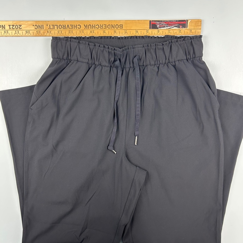 Lululemon Stretch High-Rise Pant Black Straight Leg Drawstring Trousers 7/8 Sz 8 - Picture 3 of 9